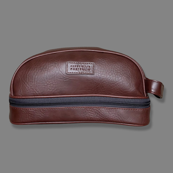 Perry Ellis Pebble Travel Kit Brown NWT Mens TPS1002 - Picture 1 of 7